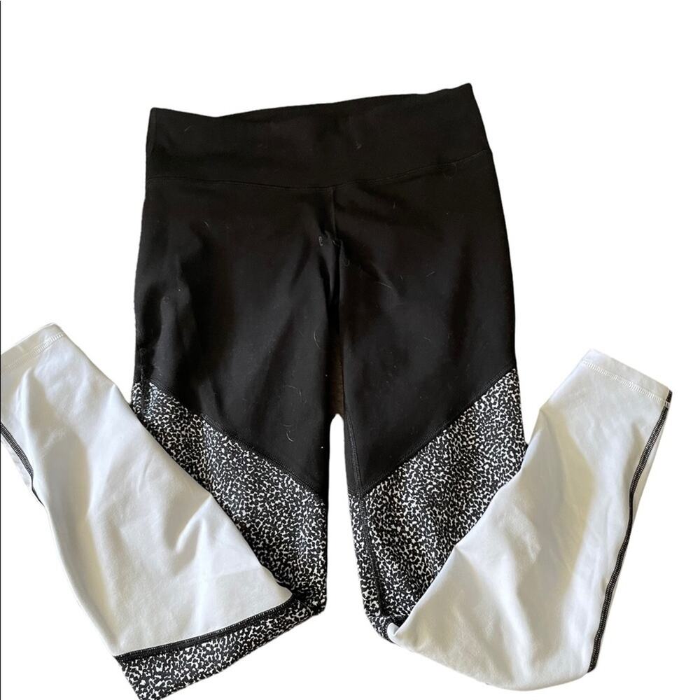 Old Navy Active Go Dry Fitted Ankle Leggings M Yoga Activewear Colorblock Black